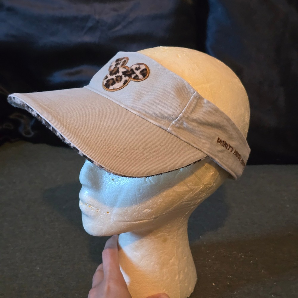Disney Animal Kingdom OSFM Visor Womens Tan Leopard Mickey Mouse Safari Hat